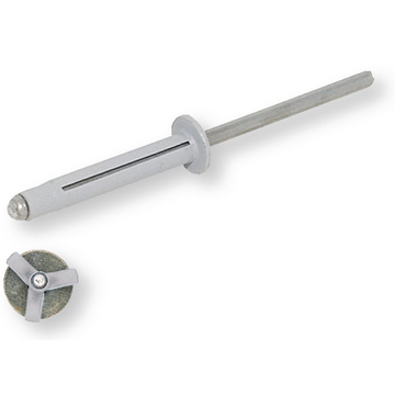 Peel blind rivet, flat head, Ø 4 x 17,5, aluminium/aluminium, grey